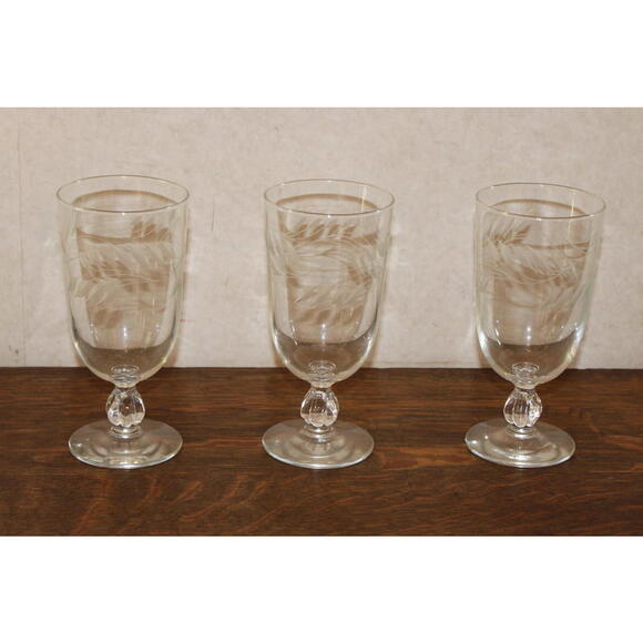 Vintage Libbey Glass Wheat Etched Design Iced Tea Glasses – Set of 3 - Picture 1 of 4